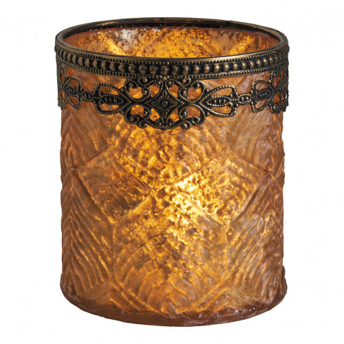 Frosted Golden Winter Garden Vase Tealight Holder - Small Size