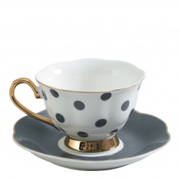 Tazza da tè Madame de Récamier - Pois grigi