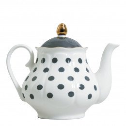 Madame de Récamier Teapot - Gray Polka Dots