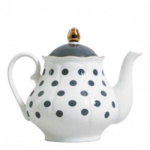 Madame de Récamier Teapot - Gray Polka Dots
