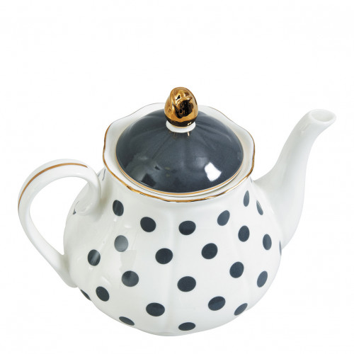 Madame de Récamier Teapot - Gray Polka Dots