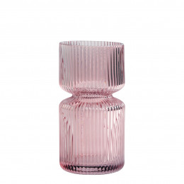 Vase ribbed hourglass pink