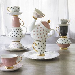 Tasse à thé Madame Récamier pois gris