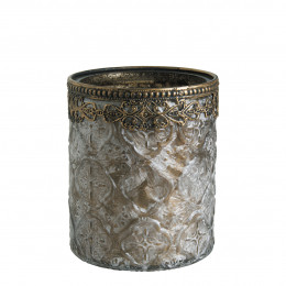 Vase candle holder Jardin d'Hiver frosted brown Medium