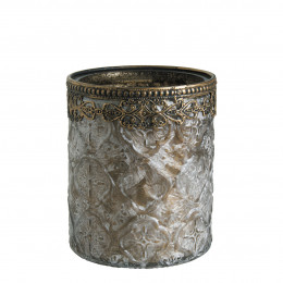 Frosted Brown Winter Garden Vase Tealight Holder - Medium Size