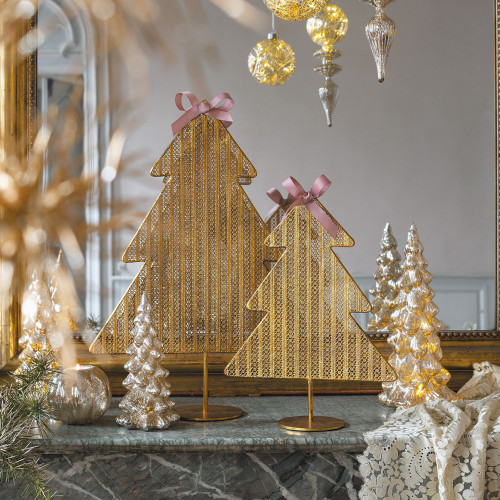 Albero di Natale in metallo dorato da tavolo - Modello grande