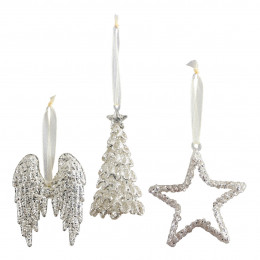 Coffret de 3 décors pailletés argentés