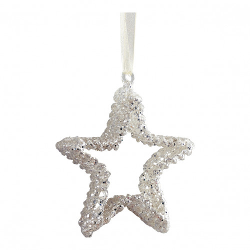 Set of 3 silver glittered decorations Set of 3 silver glittered decorations