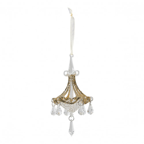Decoración Lustre con pompones de vidrio dorado