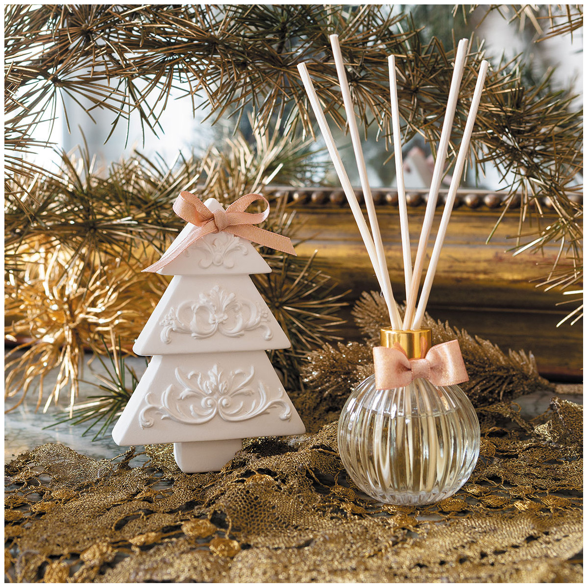 Coffret diffuseur de parfum d'ambiance Fêtes Majestueuses - Sapin Doré