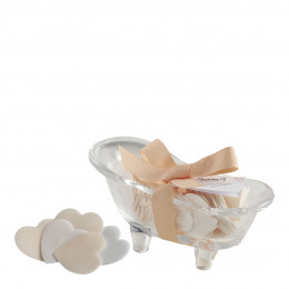 Baignoire porte-savon et 3 roses de savon Petits Curs  - Parfum Rose