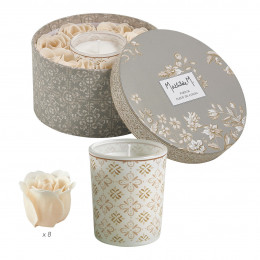 Conjunto de vela e rosas de sabonete perfumadas Escala em Sintra - Flor de Algodão