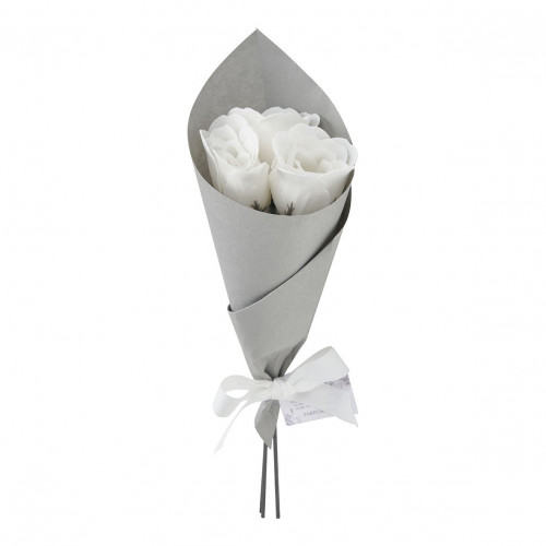 Ramo de 3 rosas de sabão brancas - Perfume Rosa