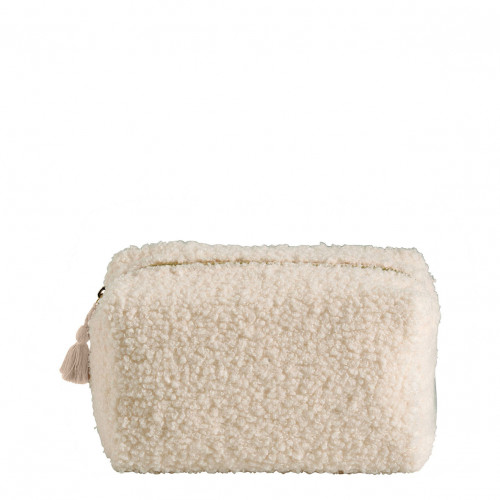 Rectangular Bouclette Ecru Toiletry Bag - Small Size