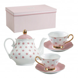 Coffret théière et 2 tasses à thé Madame de Récamier - Rose