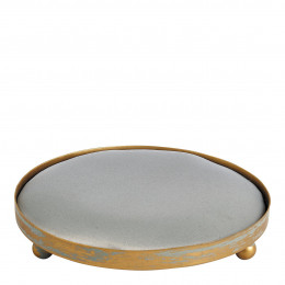 Plateau rond tapissier pour décor parfumé - Gris