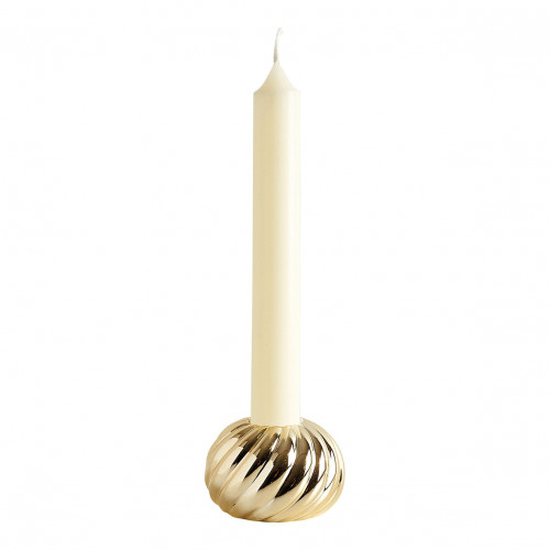Gold Ribbed Ceramic Candle Holder - Small Size Gold Ribbed Ceramic Candle Holder - Small Size