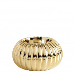 Bougeoir côtelé doré en céramique - Moyen modèle