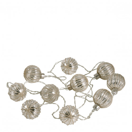 Guirlanda luminosa LED com bolas prateadas