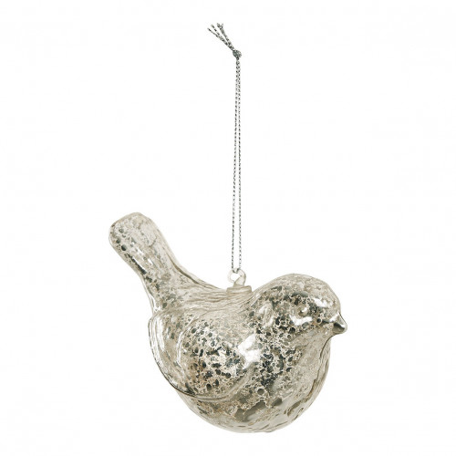Decorative bird to hang in silver glass