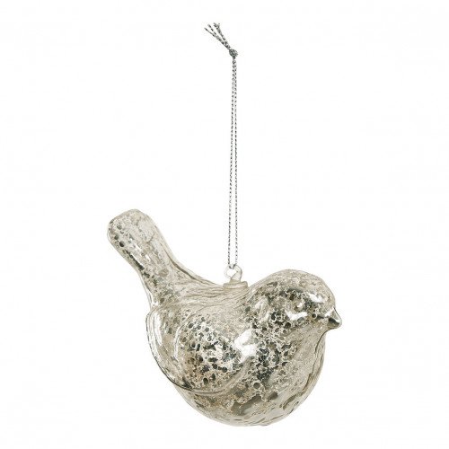 Decorative bird to hang in silver glass