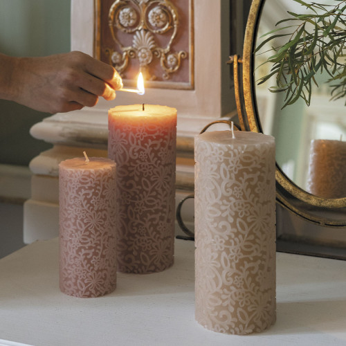 Vela decorativa perfumada Flor rosa - Modelo grande - H. 20 cm