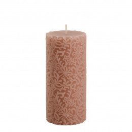 Decorative Candle Dark Pink Flower - Small Model - H. 15 cm