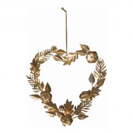 Golden metal heart-shaped wreath - Large model