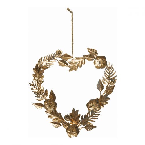 Golden metal heart-shaped wreath - Large model