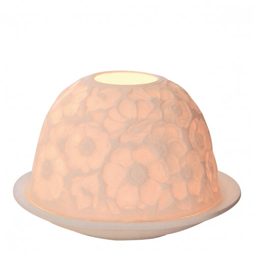 Floral Radiance Lithophane Tealight Holder in porcelain bisque Floral Radiance Lithophane Tealight Holder in porcelain bisque