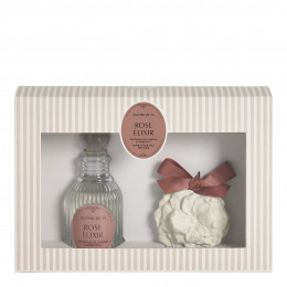 Coffret diffuseur de parfum 90 ml et décor parfumé Les Intemporelles - Rose Élixir