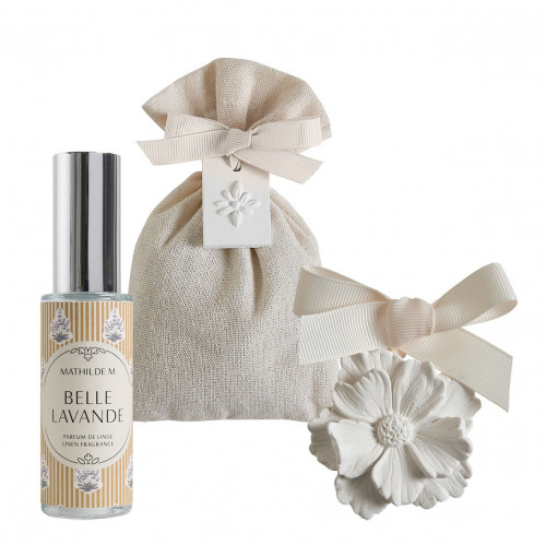 Soleil de Provence gift set with 30 ml linen fragrance and scented sachet - Belle Lavande