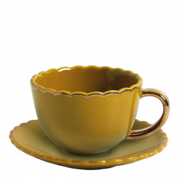 Tasse à thé et sous-tasse Marguerite - Moutarde