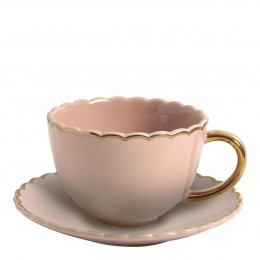 Tazza da tè e piattino Marguerite - Rosa antico