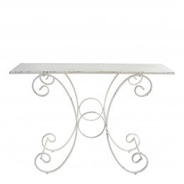 Mesa de jardim Campestre retangular em metal branco - 120 x 40 x 81 cm