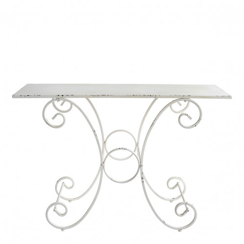 Table de jardin Champêtre rectangulaire en métal blanc - 120 x 40 x 81 cm