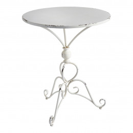 Table de jardin Champêtre ronde en métal blanc - 60 x 60 x 72 cm