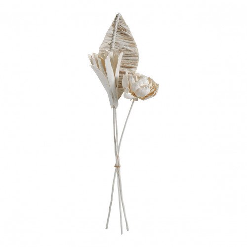 Bouquet of 3 dried floral decorations - Glittery white