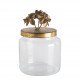 Floral Idyll Glass and Gold Metal Candy Dish - Small Model - ø 9.5 x 16 cm