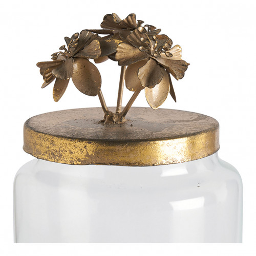 Bombonera Idilio Floral en vidrio y metal dorado - Modelo pequeño - ø 9,5 x 16 cm