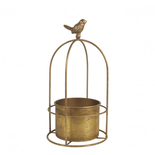 Golden Metal Birdcage Plant Pot Cover - Small Size - ø 14 x 29 cm