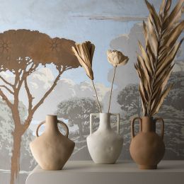 Vase décoratif Amphore en céramique beige mat