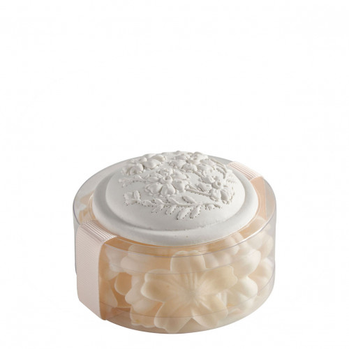 Scatola di petali di sapone profumato bianchi e nude - Profumo Rosa