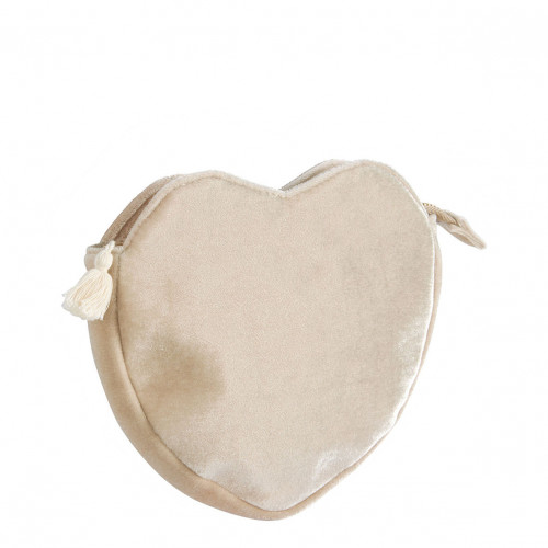 Bolso de Mano Corazón de Terciopelo - Crudo