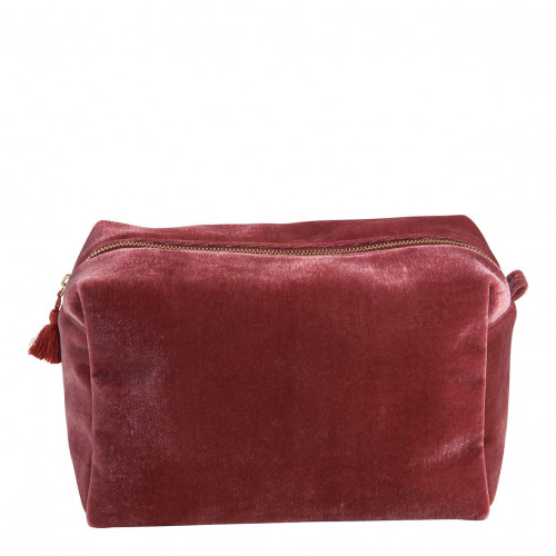 Rectangular Toiletry Bag Pink Velvet - Large Size
