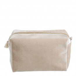 Beauty case rettangolare in velluto ecrù - Modello grande