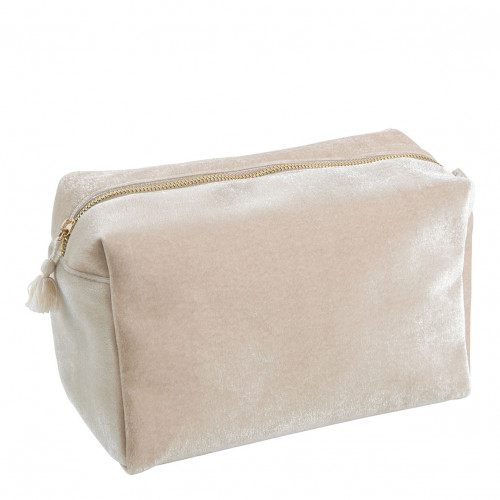 Beauty case rettangolare in velluto ecrù - Modello grande