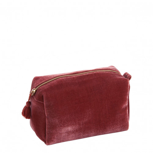 Rectangular Toiletry Bag Pink Velvet - Small Model