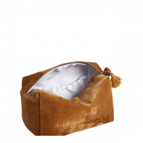 Rectangular Toiletry Bag Yellow Velvet - Small Size Rectangular Toiletry Bag Yellow Velvet - Small Size