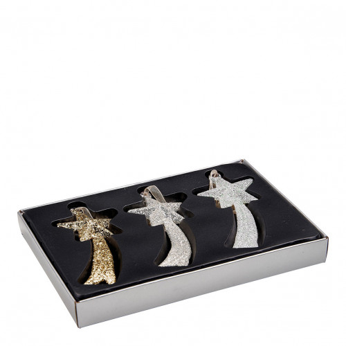 Set de 3 estrellas fugaces brillantes de vidrio